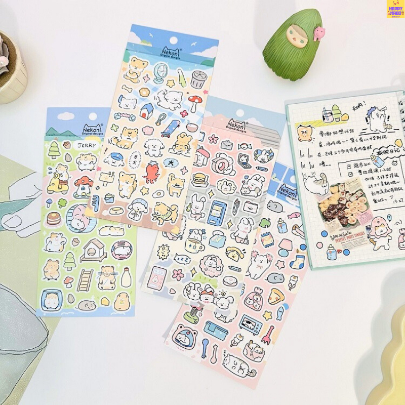 

Nekoni Planner Sticker Cat Dog Rabbit Hamster Animal Sticker Theme isi 1 lembar stiker cantik imut