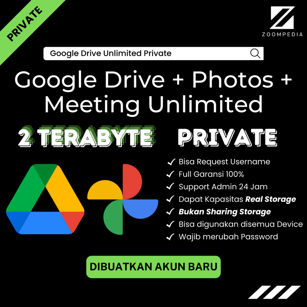 Google Drive Unlimited Max 2TB Private Storage Lifetime Bergaransi Resmi