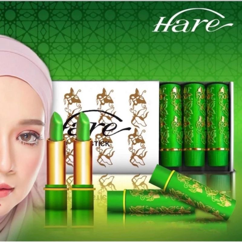 Lipstik Arab Hare Halal / Lipstik Hijau Pelembab Bibir Berwarna Pink / Lipgloss Arab
