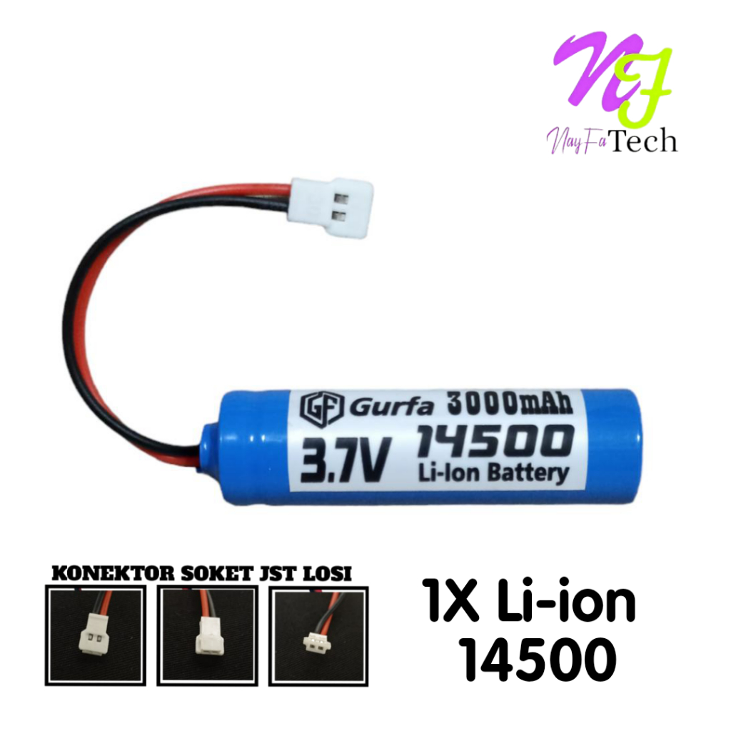 Baterai RC/ Baterai Drone & Remot Control Lainnya 1x 14500 3000mAh 3.7V Konektor JST LOSI