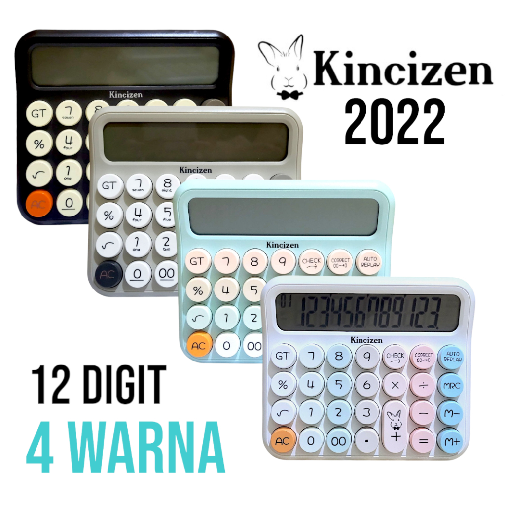 

KINCIZEN KC-2022 Kalkulator mekanis siswa sekolah layar besar kantor Tombol bulat 12 Digit Calculator Large Display Dot Keyboard Button Office Supplies unik lucu MURAH free Baterai Matematika