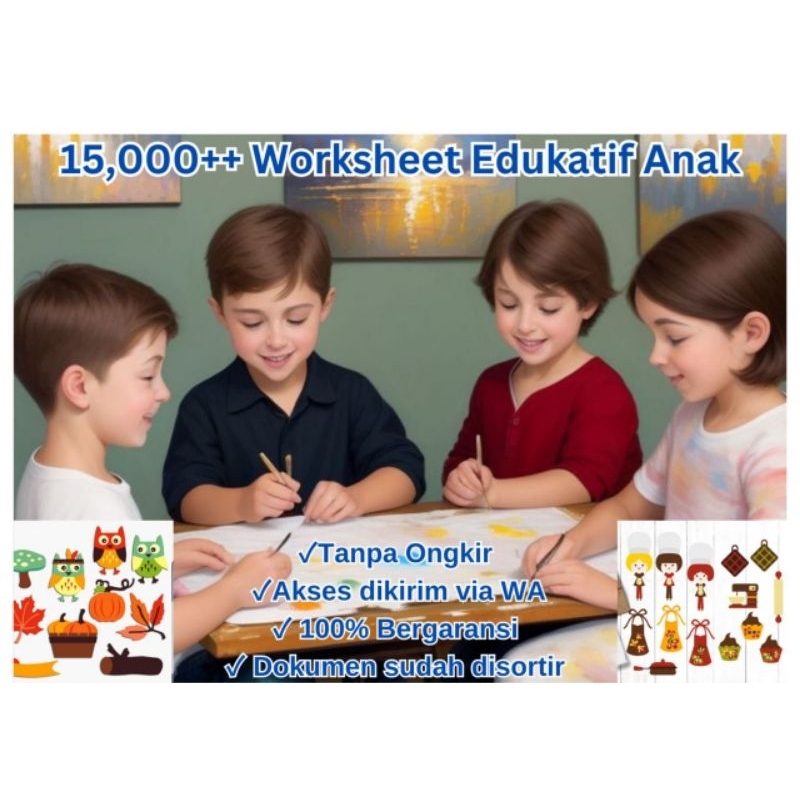 15000 ++ Ribuan Lembar Anak Printable Worksheet PAUD SD
