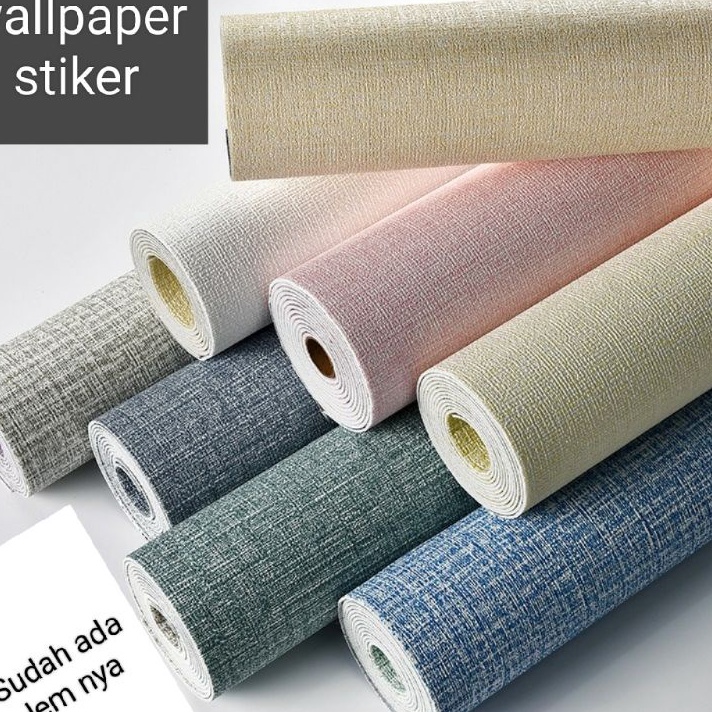PESTA CASHBACK Wallpaper Dinding Linen Foam Tebal Bahan Foam XPE Dengan Serat Linen