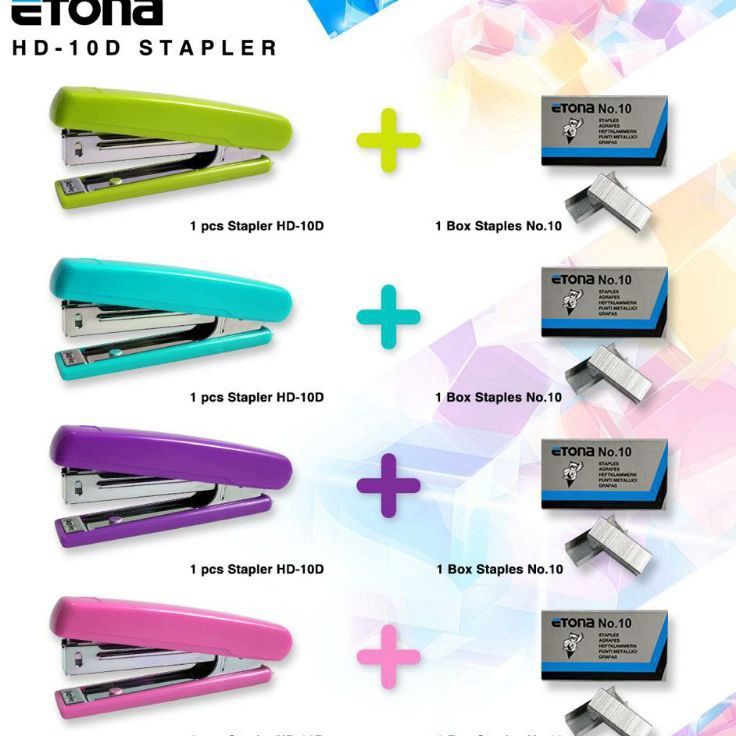 

BERLIPAT GANDA Stapler Etona HD1D ISI WARNA BARU Paket lengkap ekonomis
