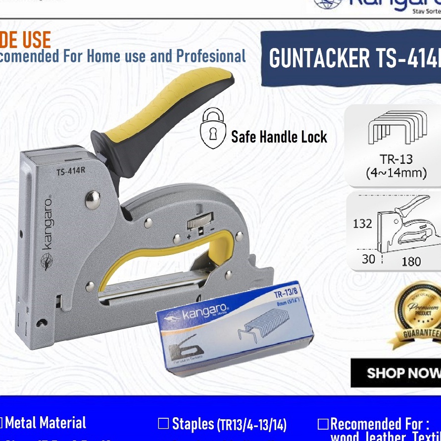 

KILAT SUPER Stapler Tembak tacker TS 414R Sejenis MAX TGA Stapler Sofa Staples Tembak Jok Motor Tacker Kangaro