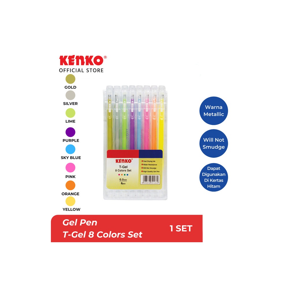 

GEL PEN KE-303 (T-Gel /Triangular) Mix 8 Colors KENKO