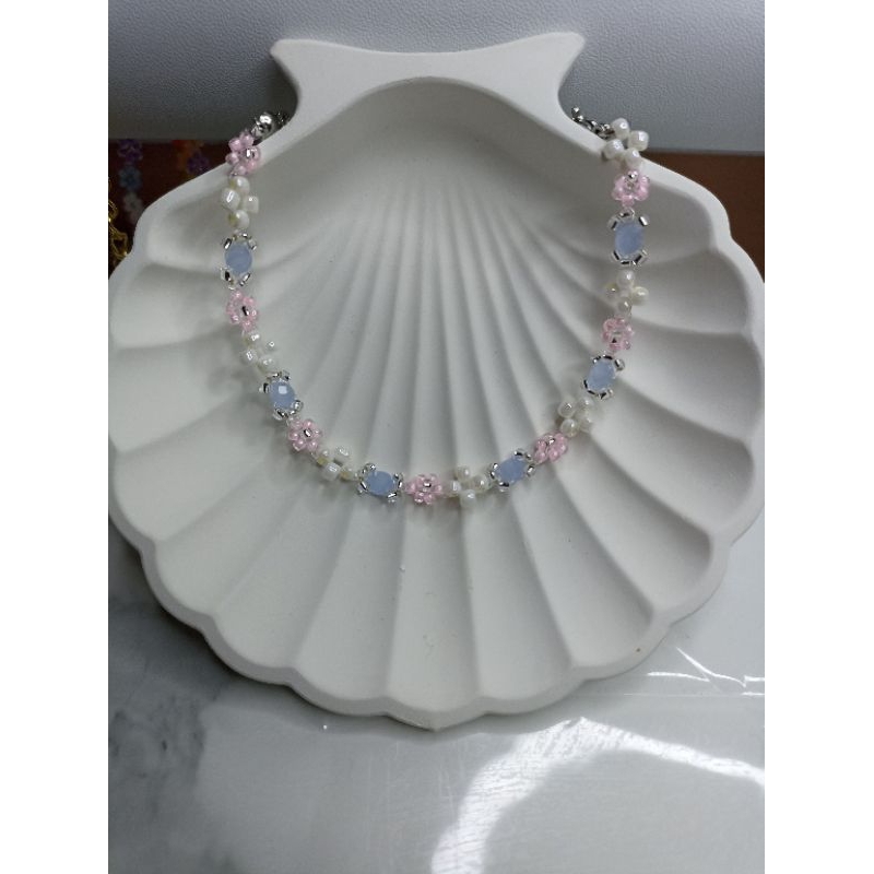 Gelang Manik - Manik Kristal Biru Pink | Gelang Manik - manik Korea aesthetic | Gelang kristal ceko 