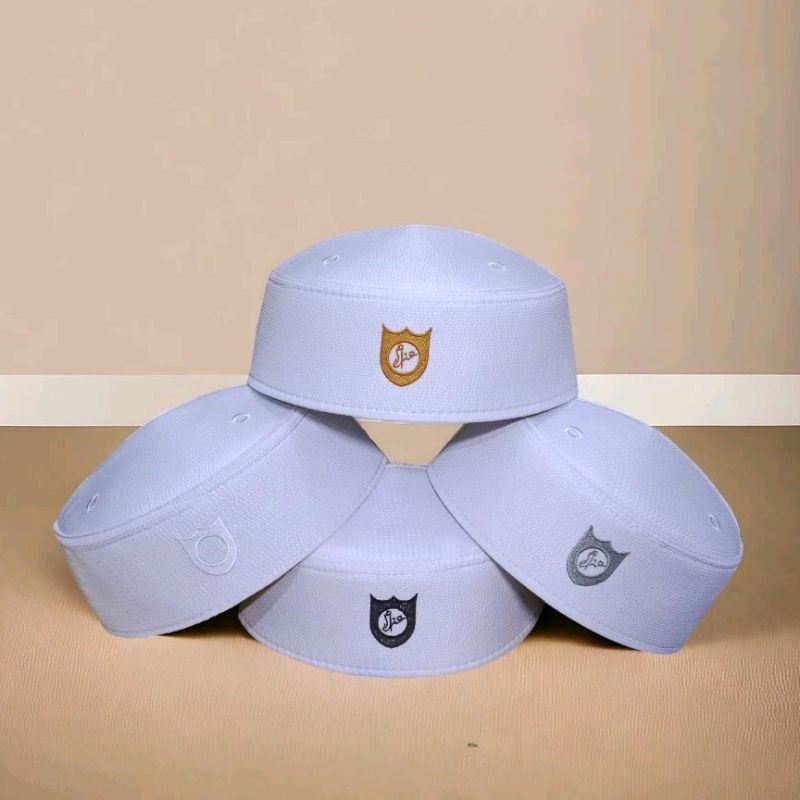 PECI LOGO BORDIR MALAYSIA/PECI HAJI PUTIH/BUSANA PRIA MUSLIM