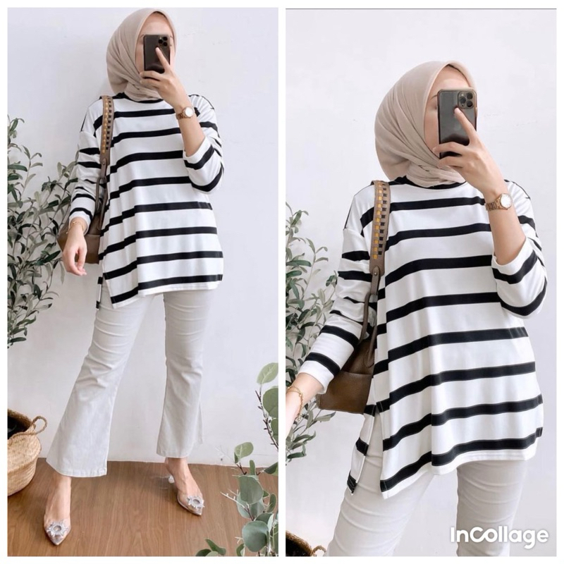 kaos jumbo wanita salur wanita kaos import atasan wanita kaos wanita salur jumbo