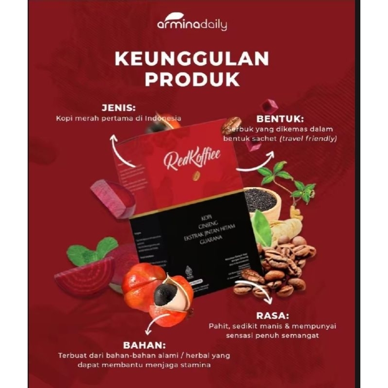 

kopi Merah original Red Koffiee herbal 1 Box isi 10 Bungkus