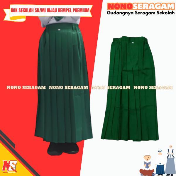 Rok Panjang Hijau Sekolah SD MI Model Rempel Premium Seragam Sekolah Rok Panjang Hijau MI Rok Hijau