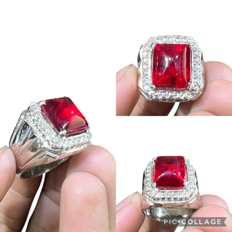Cincin Batu Merah Siam Kotak 10x12mm