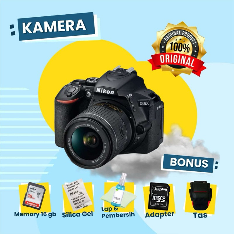 Nikon D5600 Body Kit Second Mulus Normal Kamera DSLR Layar Lipat Wifi Siap Pakai