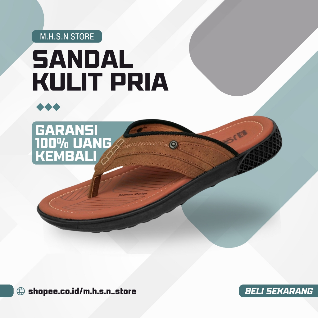 Sendal Jepit Kulit Karet Bapak Bapak Sandal Kondangan Lebaran Pria Anti Slip Anti Licin