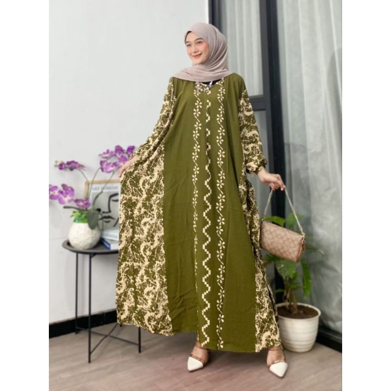 Kaftan Sarah Rayon Premium Dress Wanita Jumbo LD 170 - Gamis Kaftan Motif Sarah
