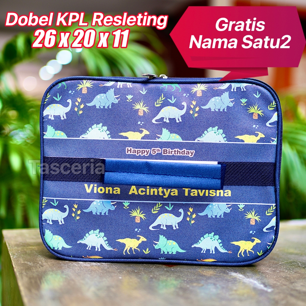 Tas Bekal Anak Sekolah Custom Dino/ Tas Bekal Anak Custom Nama / Tas Ulang Tahun Anak Launch Bag Cus