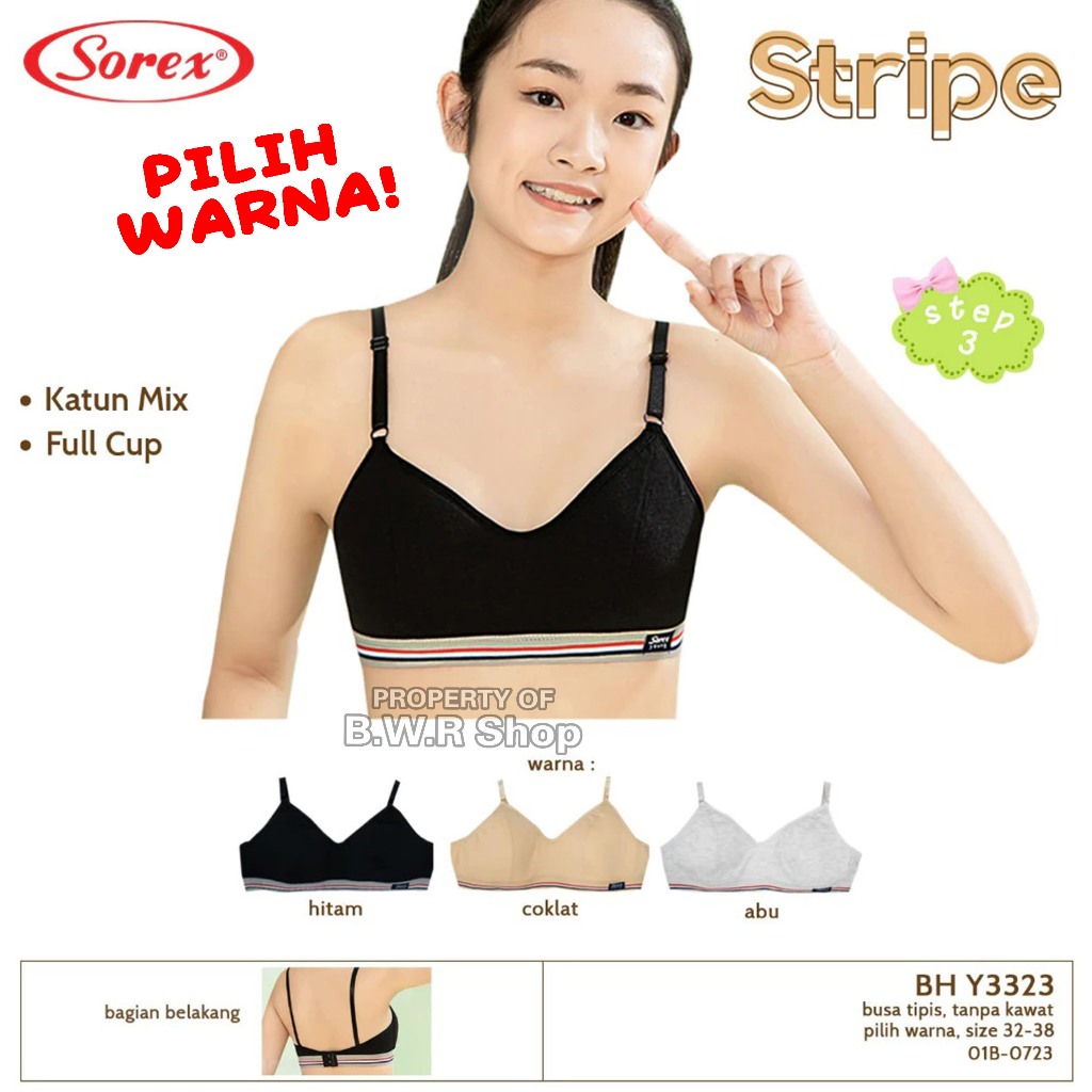 OBRAL Bh Sorex Y3323 Young | Bra Wanita Remaja Tanpa Busa Kawat Kait 2 / Bh Strip Sport 3323  | Bwr