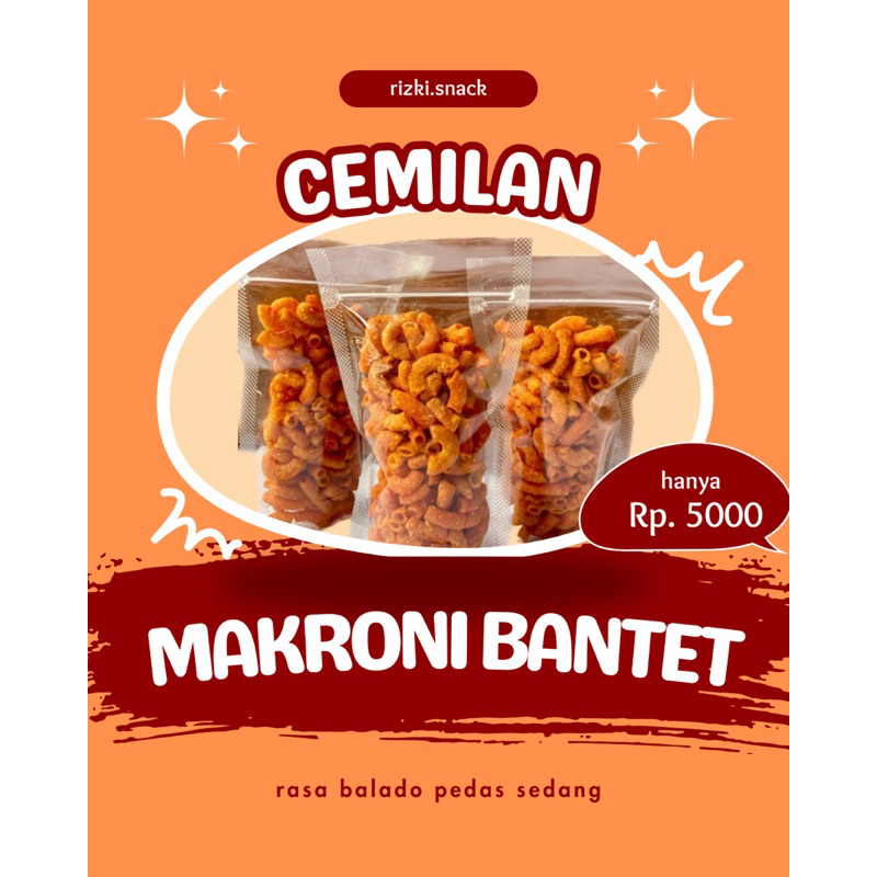 

[rizki.snack] Cemilan Makroni Bantet Balado Pedas Sedang