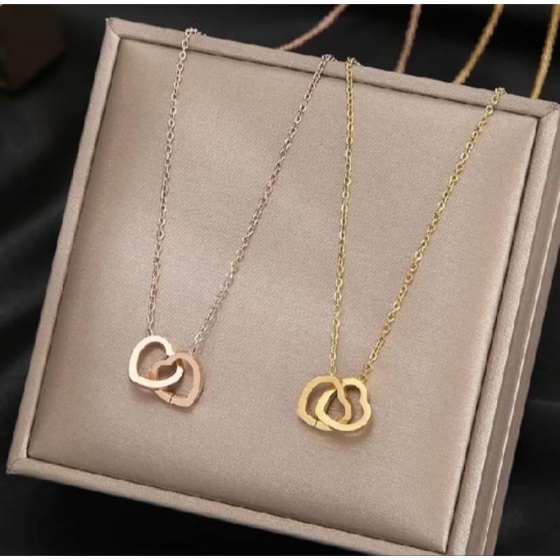 [cod]kalung titanium fashion wanita rantai nuri liontin love dua