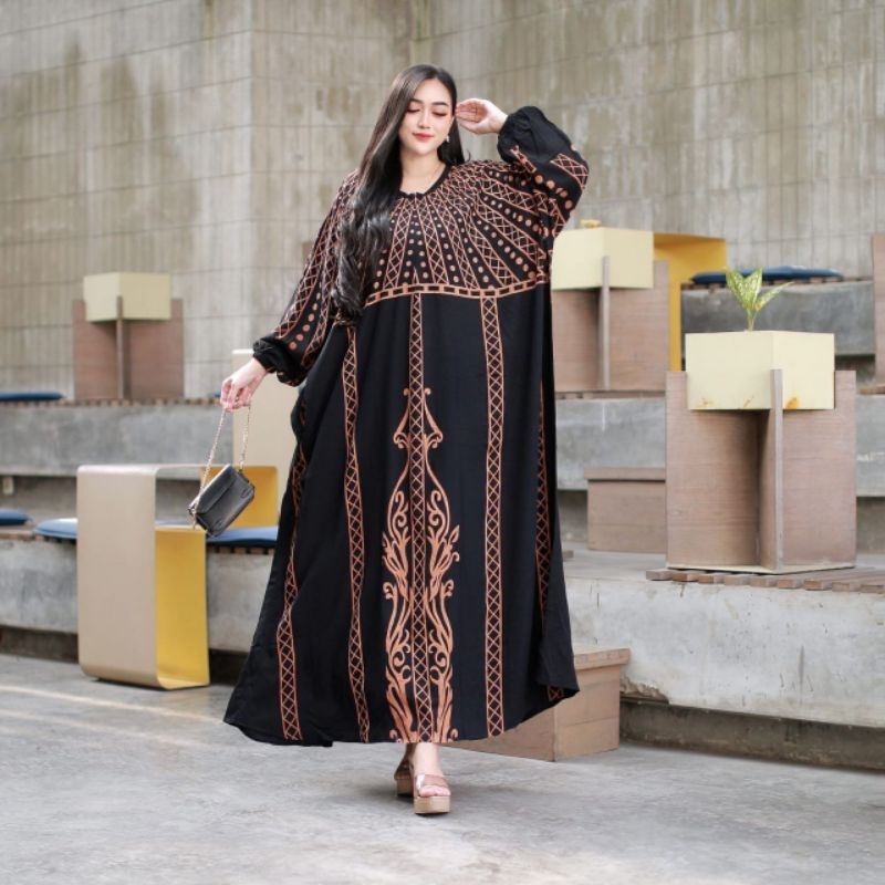 Kaftan Syifa Rayon Premium Dress Wanita Jumbo LD 170 - Gamis Kaftan Motif Syifa