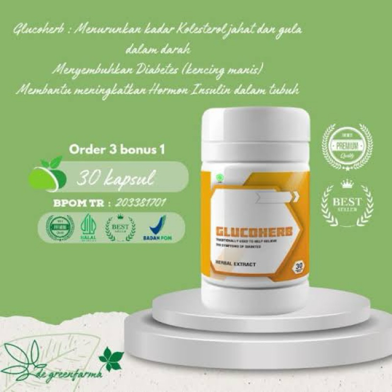 

GLUCOHERB OBAT HERBAL DIABETES KENCING MANIS ORIGINAL 30 CAPSUL ORI BERKODE