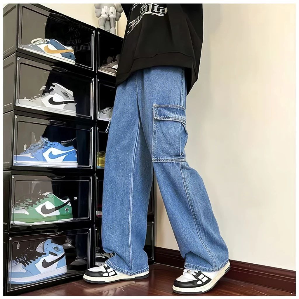 Celana Cargo Regular Straight Loose Fit Pria Celana Panjang Cargo Kargo Reguler Standar Fit Gombrong