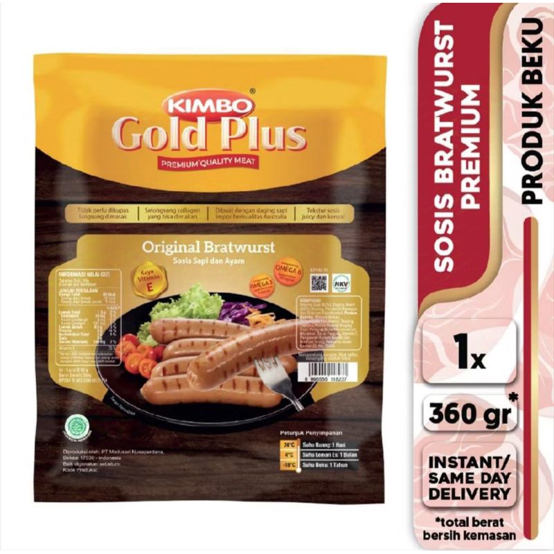 

Sosis Kimbo gold plus original bratwurst 360gr