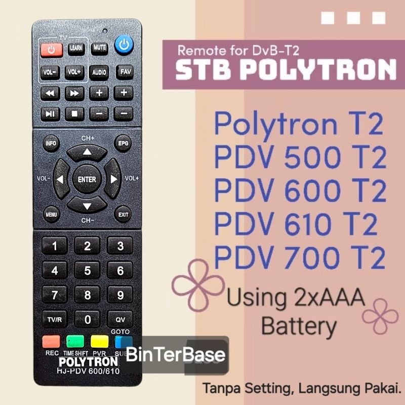 Remote remot Receiver STB DVB T2 Polytron PDV 600 610 700 T2  / Parabola kw Original pabrik