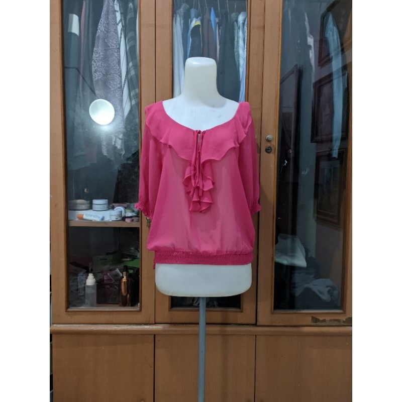 Atasan blouse sifon baju sexy baju dines baju nerawang preloved M370