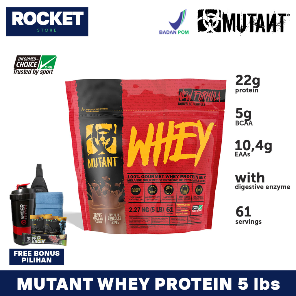 MUTANT Whey Protein 5 lbs (2.27 kg) - Suplemen Gym Whey Isolate & Concentrate