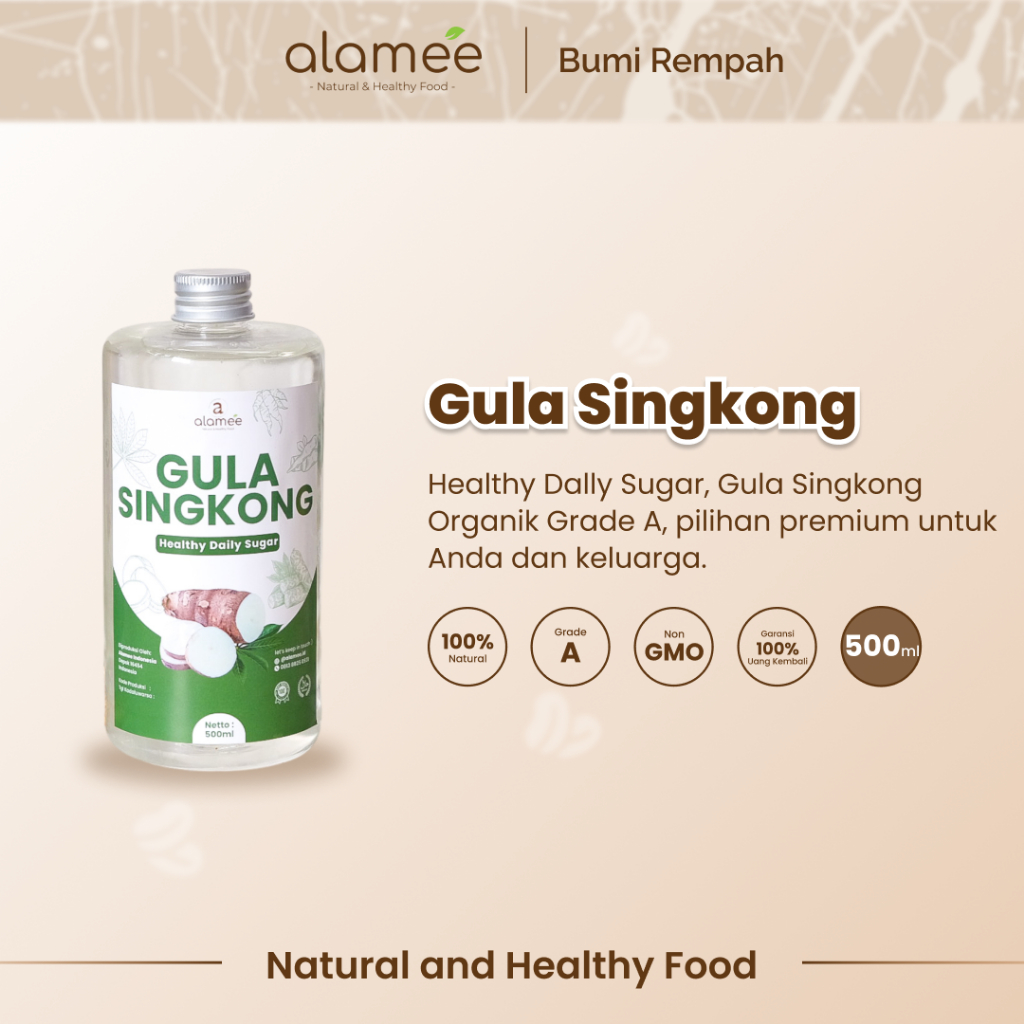 

ALAMEE Gula Singkong Ketela Organik Cair Asli Rendah Kalori Pemanis Sweetener Fructose Gluten Free