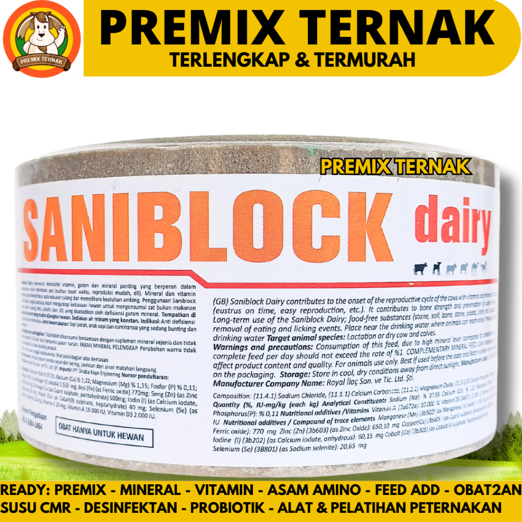 MINERAL BLOK SANIBLOCK DAIRY 3 KG - MINERAL BLOK KAMBING PERAH - MINERAL BLOK SAPI PERAH - MINERAL B
