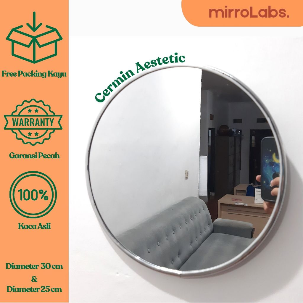 Cermin Bulat Gantung Aestetic | Kaca Cermin Gantung