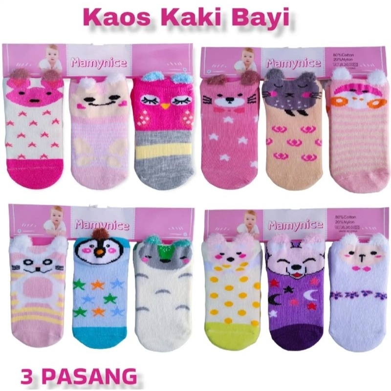 3 pasang kaos kaki bayi perempuan 6_12 bulan kaos kaki kuping