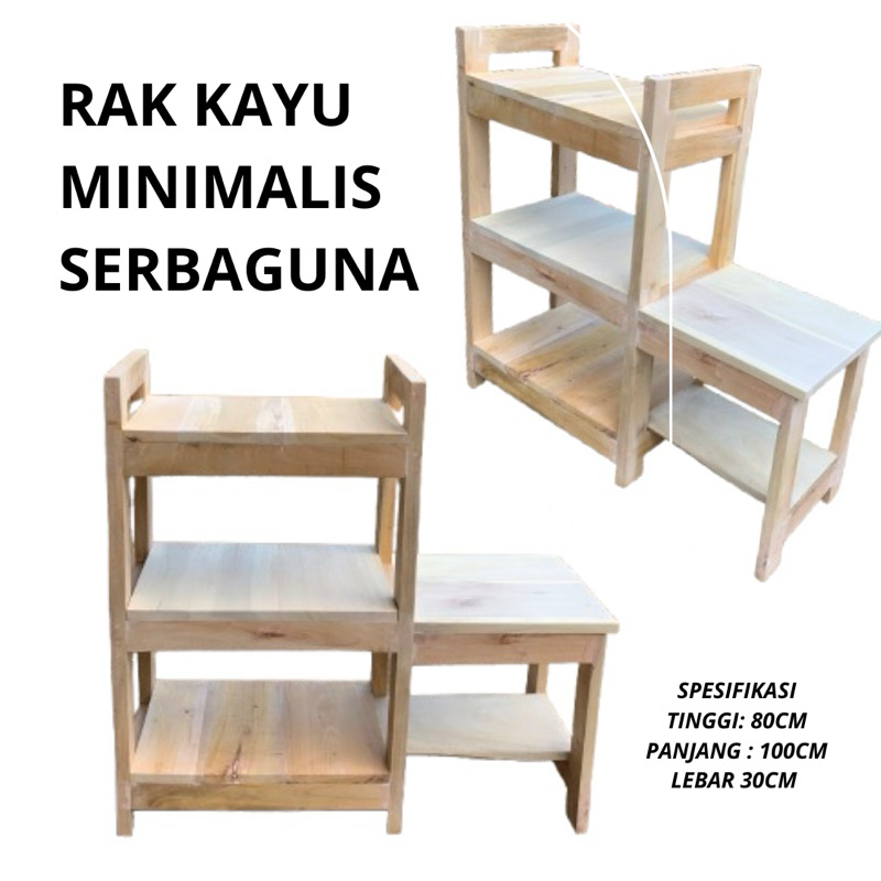 Rak Serbaguna Kayu Minimalis / Rak Dispenser / Meja Kompor / Rak Buku / Rak Bunga / Rak Dispenser Ka