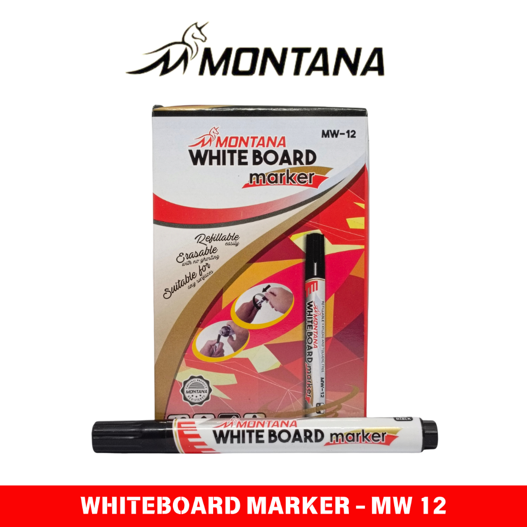 

Spidol Whiteboard Marker Papan Tulis Warna Hitam MONTANA MW12