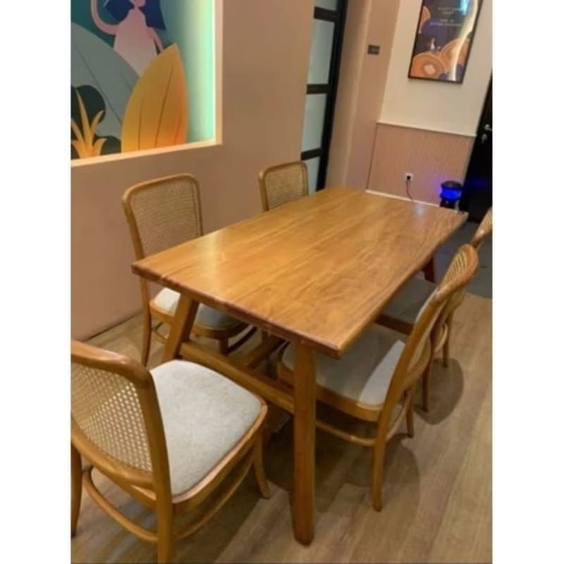 Set meja makan kevin kursi kevi kursi rotan meja makan rotan