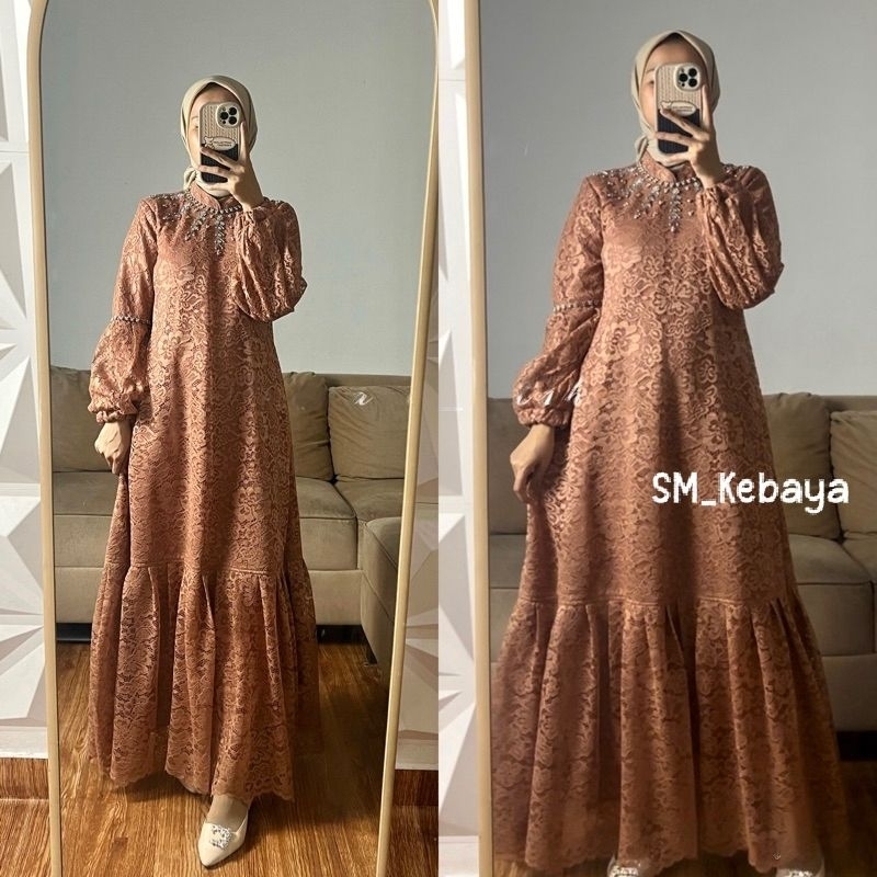 SM Kebaya / Gamis Brukat Payet Aliya Katun / Dress Pesta Mewah / Gamis Modern Terbaru / Gamis Pesta 