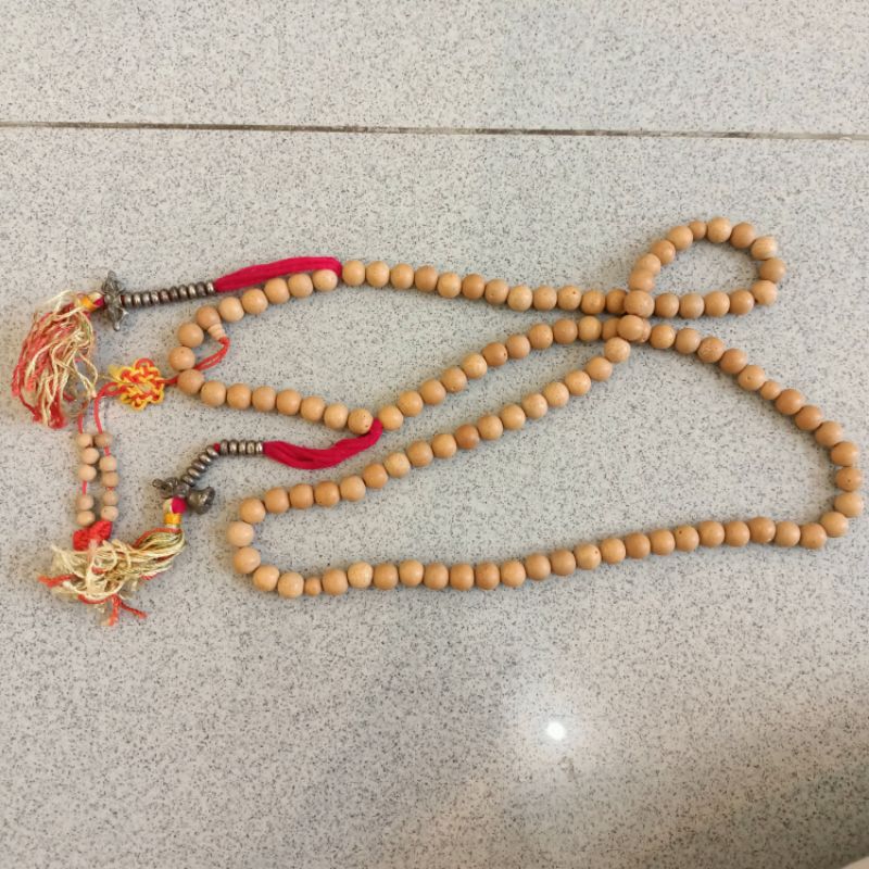 Kalung biji tasbih kalung meditasi Budha tali warna warni