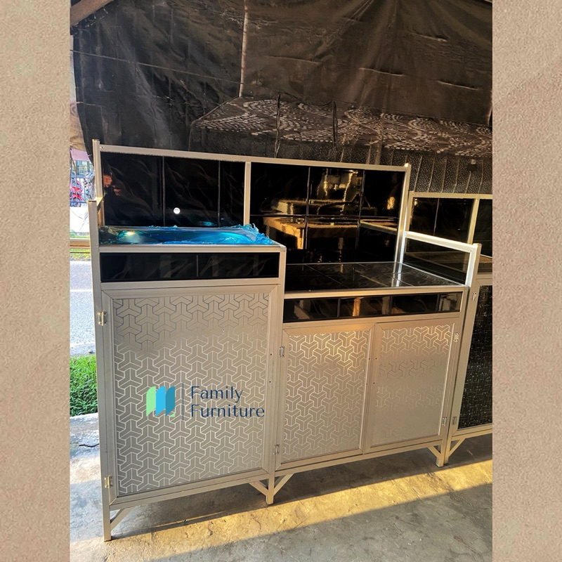 Rak Kompor/ Rak Dapur Aluminium Keramik Wastafel Tempahan Motif 3D