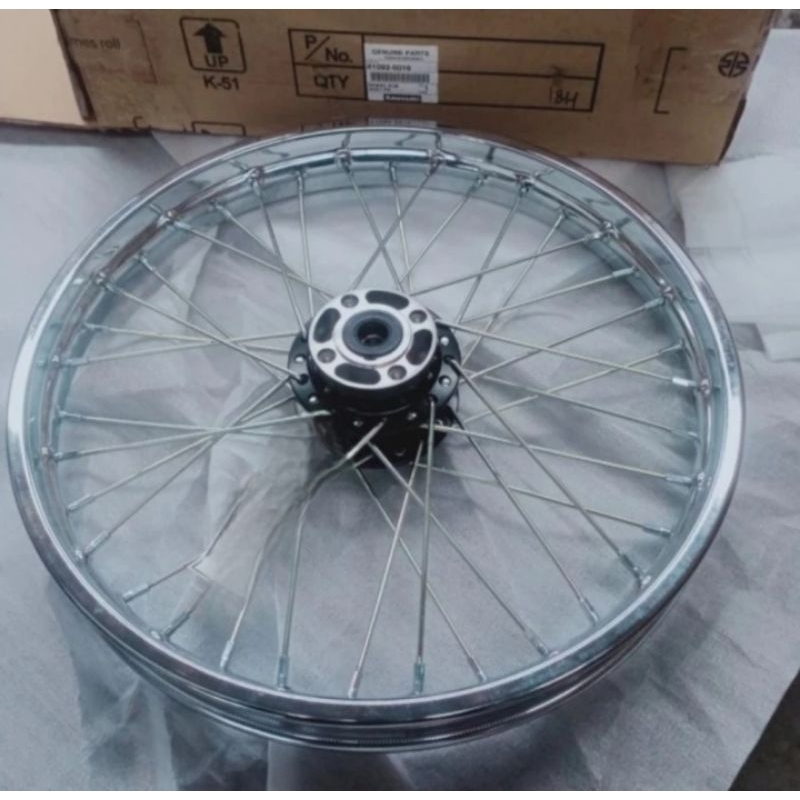 velg depan kawasaki w175 crome original kawasaki
