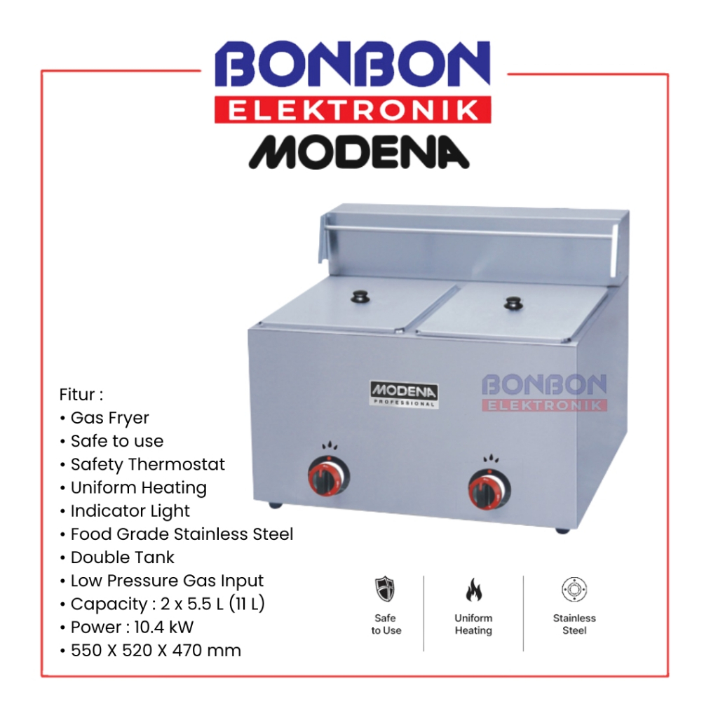 Modena Gas Deep Fryer FF 2110 GNSS / Penggorengan Gas FF 2110 11 L