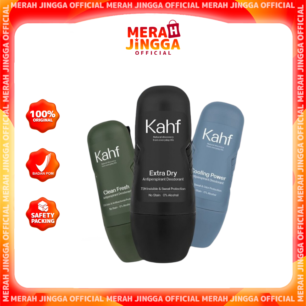 Kahf Antiperspirant Deodorant Roll On 45 ml - Deodorant Pria | Merah Jingga Official