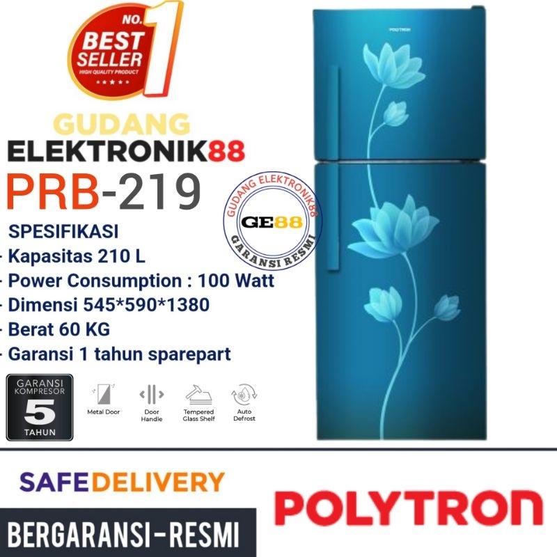 Kulkas Polytron 2 Pintu PRB-219 Lemari Es Polytron 2 Pintu 210L Low Watt