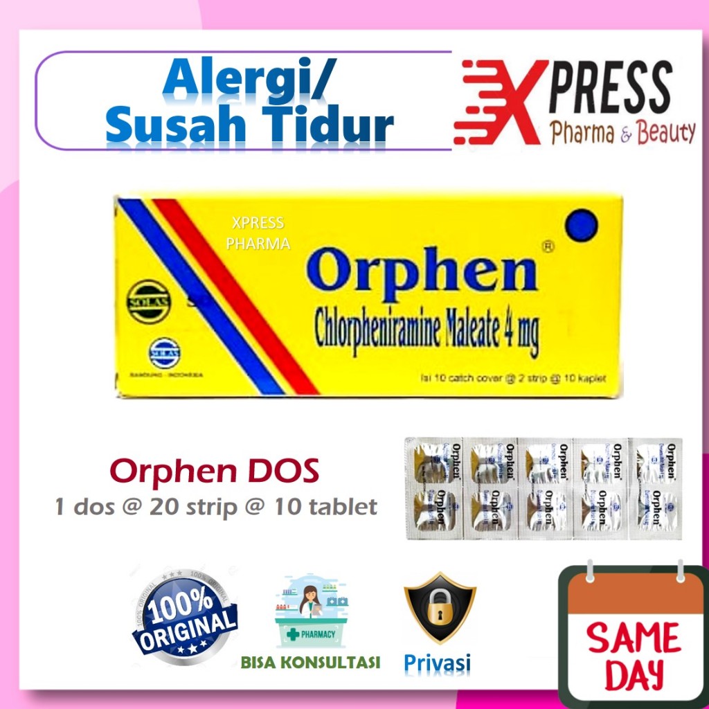 ⚡XPRESS⚡ DOS ORPHEN Obat Alergi Gatal Susah Tidur CTM Orpen Orpehn Open Ophen isi 20 strip @ 10 tabl