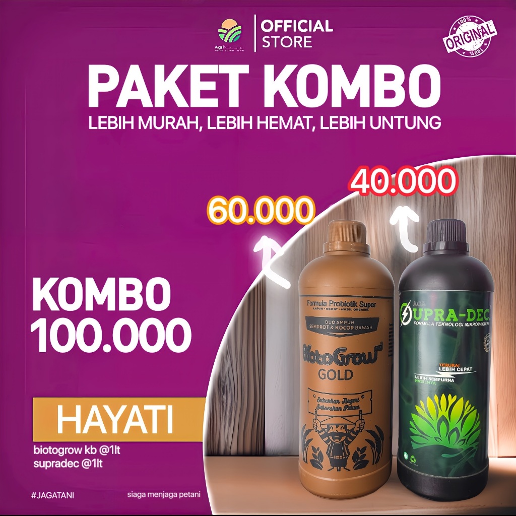 [ ORIGINAL 100% ] PAKET KOMBO BIOTOGROW KB feat SUPRADEC dekomposer dan pupuk hayati terbaik all kem