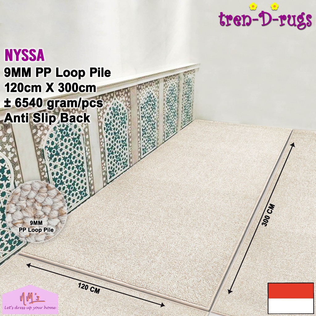 Tren-D-rugs Karpet polos sejadah sajadah masjid modern alas sholat anti slip 120 cm x 300 cm mushola
