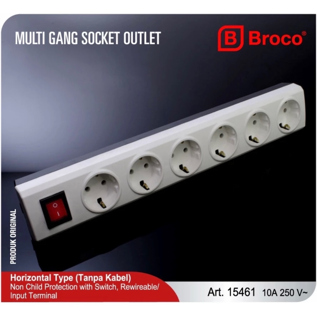Broco Stop Kontak + Saklar 6 Lubang Broco