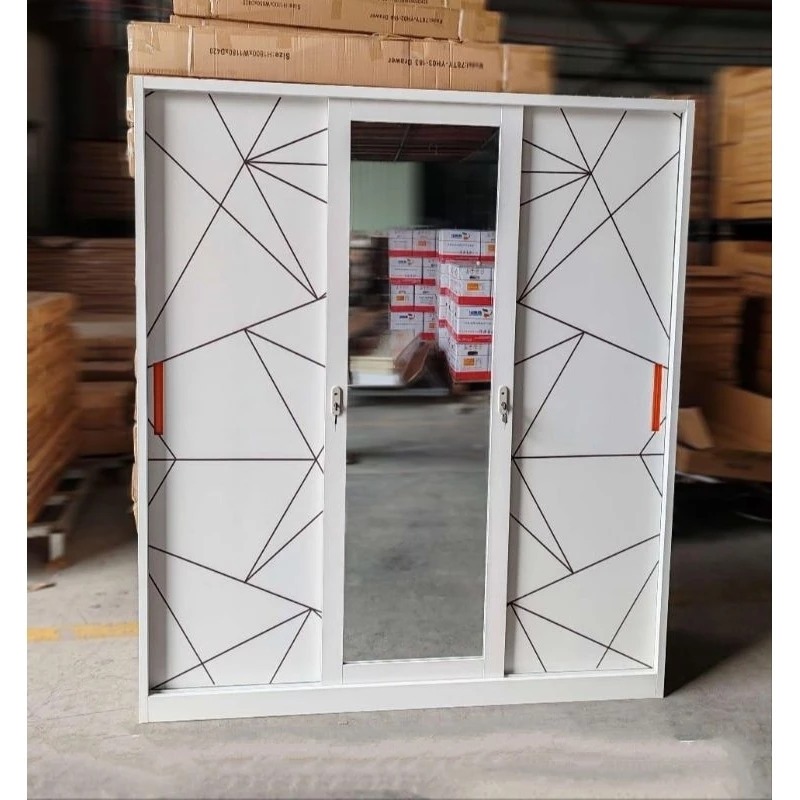 Lemari Pakaian Besi 3 Pintu / Lemari Baju Besi 3 Pintu / Wardrobe Plat Besi / Lemari Pakaian Besi Ju