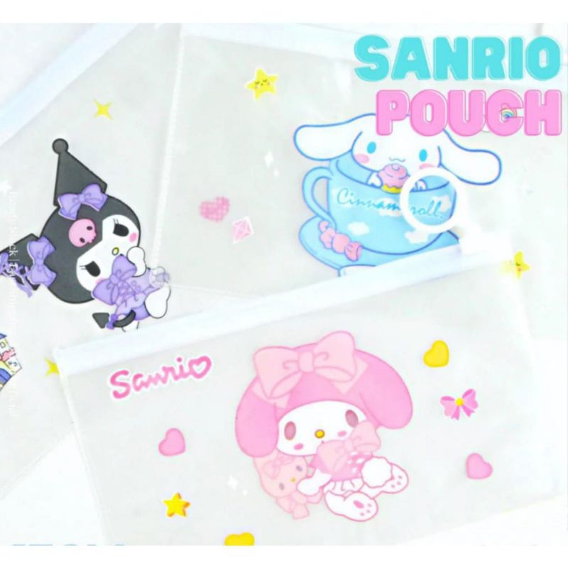 

pouch mika transparan ziplock Sanrio pouch multifungsi tempat pensil